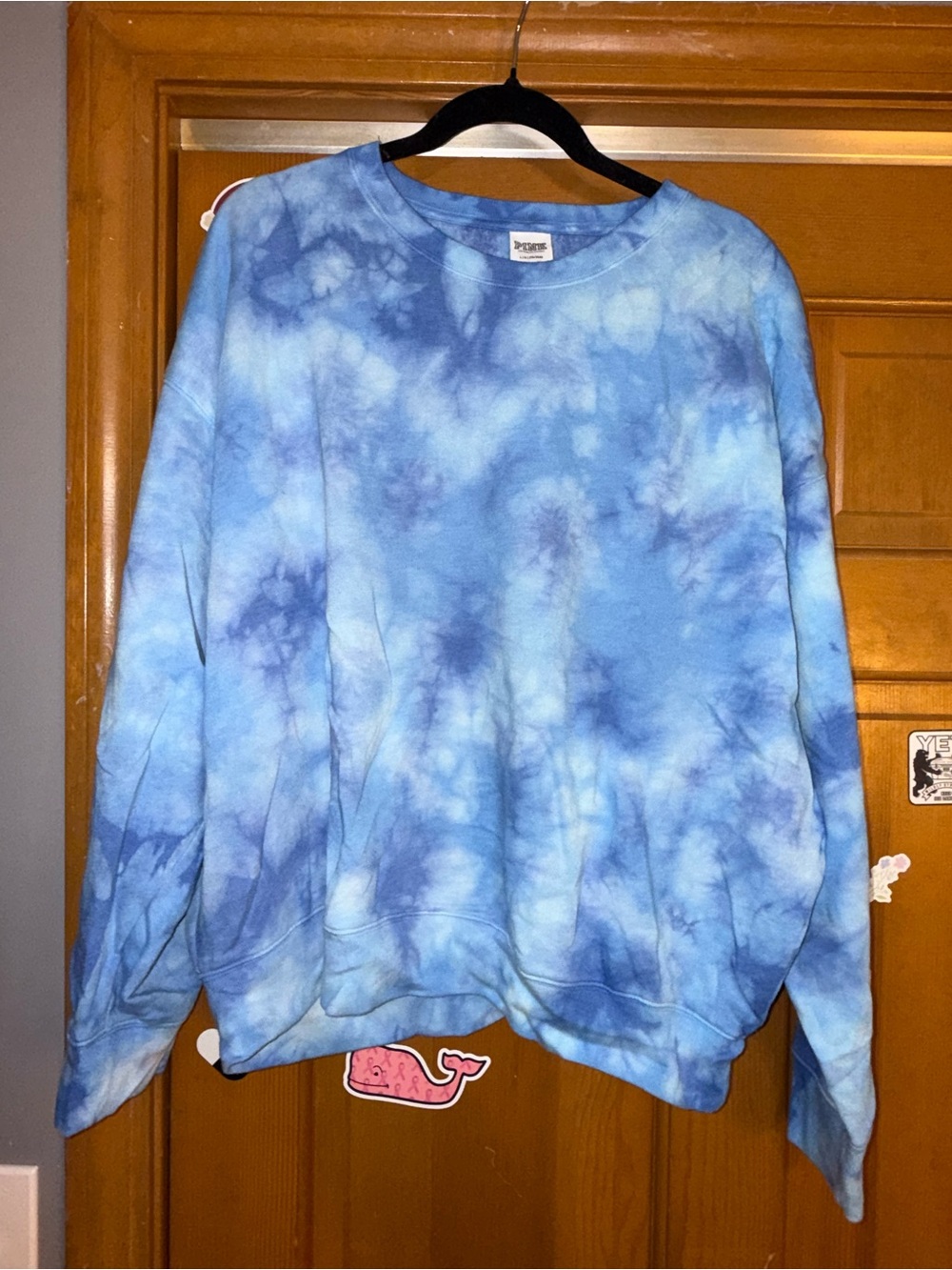 PINK Victoria's Secret Blue Tie-Dye Crewneck Sweatshirt